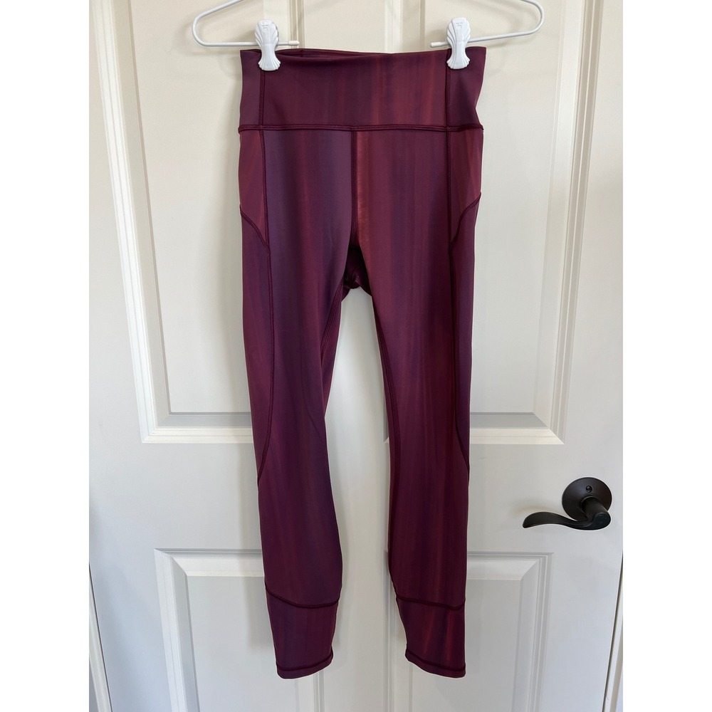 Lululemon In Movement HR Tight 25" Size 4 Spray Dye White Garnet